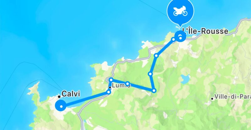 Roadbook du jour entre Calvi et Île Rousse